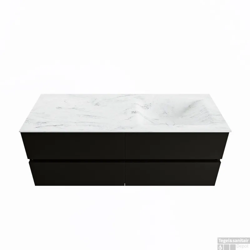 MONDIAZ VICA-DLUX 130cm badmeubel onderkast Urban 4 lades. Inbouw wastafel CLOUD rechts 1 kraangat, kleur Opalo. Snelle Levering
