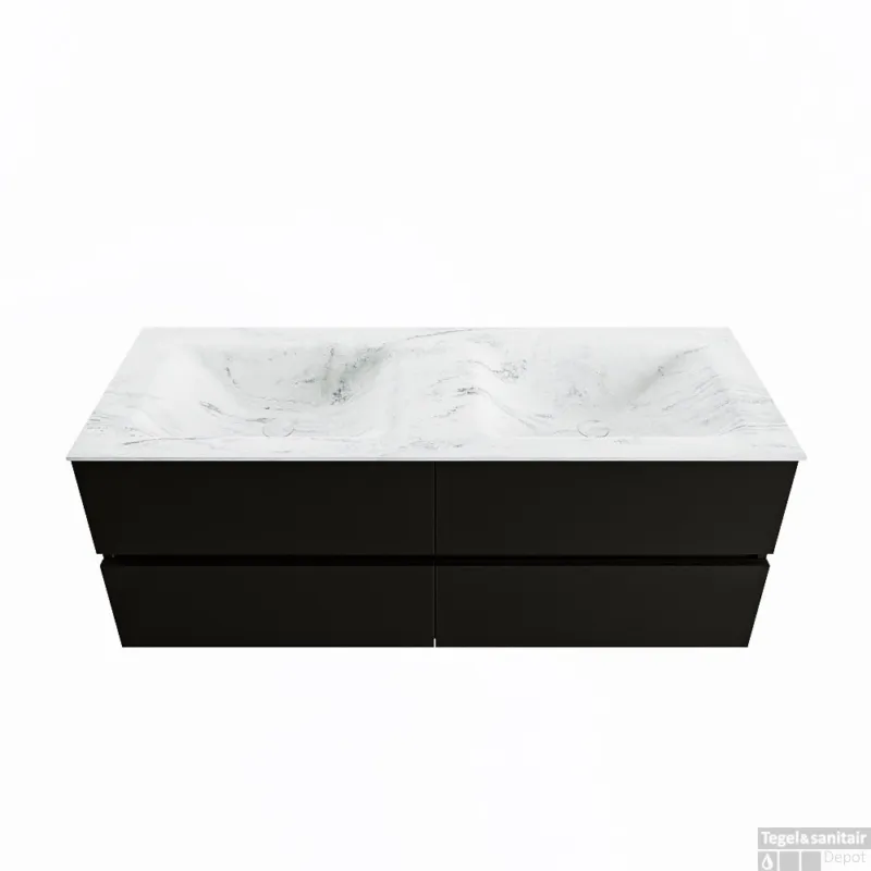 MONDIAZ VICA-DLUX 130cm badmeubel onderkast Urban 4 lades. Inbouw wastafel CLOUD dubbel 2 kraangaten, kleur Opalo. Must-Have