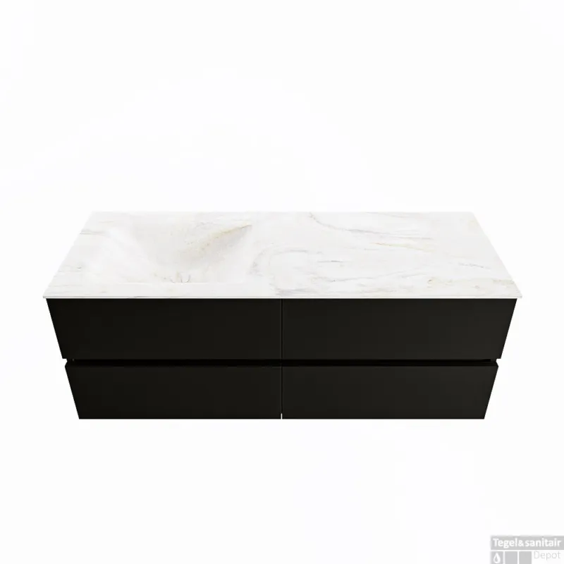 MONDIAZ VICA-DLUX 130cm badmeubel onderkast Urban 4 lades. Inbouw wastafel CLOUD links zonder kraangat, kleur Ostra. Actieprijs