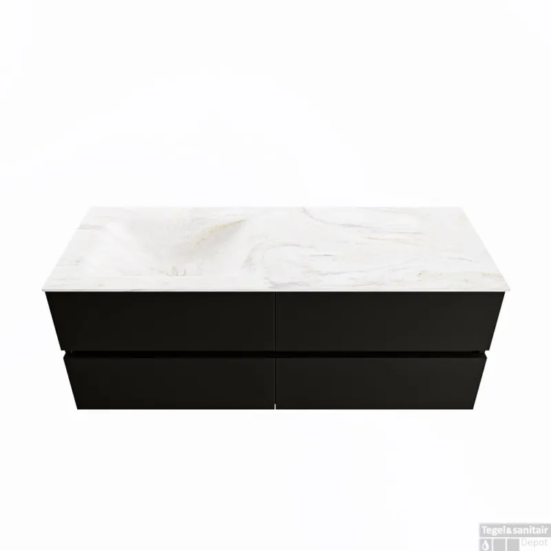 MONDIAZ VICA-DLUX 130cm badmeubel onderkast Urban 4 lades. Inbouw wastafel CLOUD links 1 kraangat, kleur Ostra. Meest Verkocht