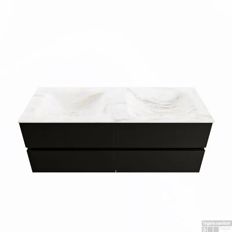 MONDIAZ VICA-DLUX 130cm badmeubel onderkast Urban 4 lades. Inbouw wastafel CLOUD dubbel 2 kraangaten, kleur Ostra. Koop Online