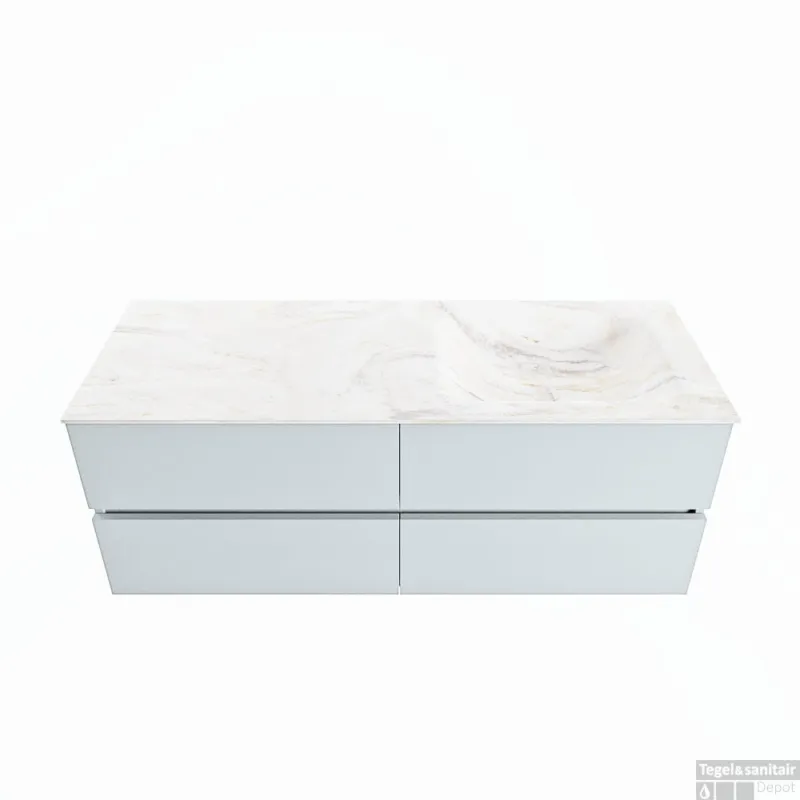 MONDIAZ VICA-DLUX 130cm badmeubel onderkast Clay 4 lades. Inbouw wastafel CLOUD rechts zonder kraangat, kleur Ostra. Dagaanbieding