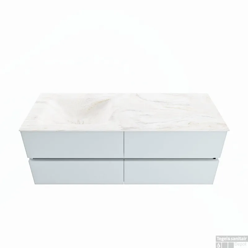 MONDIAZ VICA-DLUX 130cm badmeubel onderkast Clay 4 lades. Inbouw wastafel CLOUD links 1 kraangat, kleur Ostra. Direct Verzonden