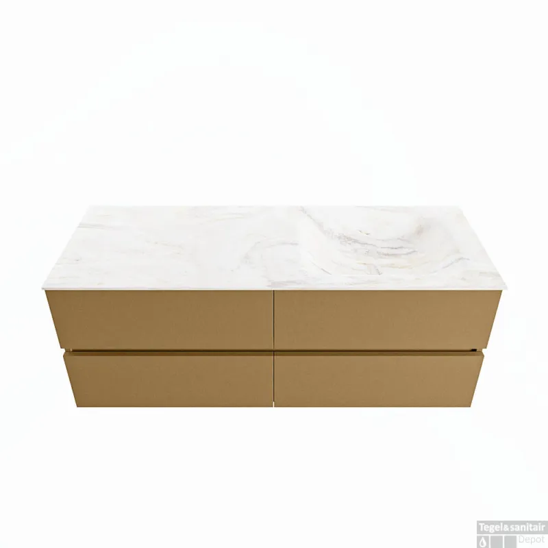 Alleen Vandaag MONDIAZ VICA-DLUX 130cm badmeubel onderkast Oro 4 lades. Inbouw wastafel CLOUD rechts zonder kraangat, kleur Ostra.