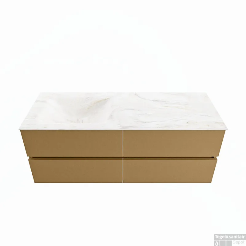 Voordeelprijs MONDIAZ VICA-DLUX 130cm badmeubel onderkast Oro 4 lades. Inbouw wastafel CLOUD links 1 kraangat, kleur Ostra.