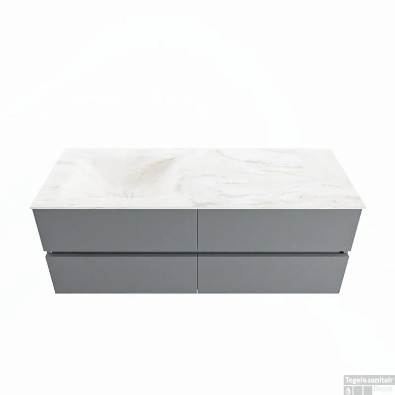 Uitverkoop MONDIAZ VICA-DLUX 130cm badmeubel onderkast Plata 4 lades. Inbouw wastafel CLOUD links 1 kraangat, kleur Ostra.