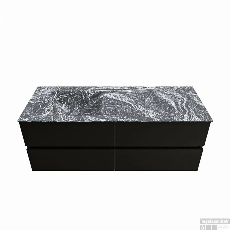 MONDIAZ VICA-DLUX 130cm badmeubel onderkast Urban 4 lades. Inbouw wastafel CLOUD links zonder kraangat, kleur Lava. Populair