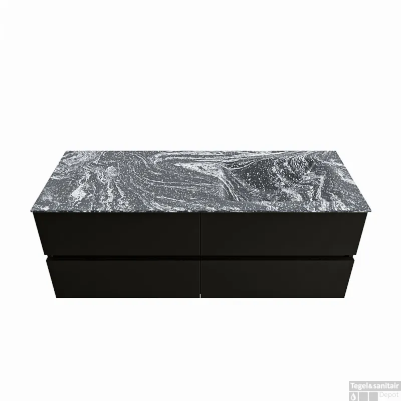 Weekendaanbieding MONDIAZ VICA-DLUX 130cm badmeubel onderkast Urban 4 lades. Inbouw wastafel CLOUD rechts zonder kraangat, kleur Lava.