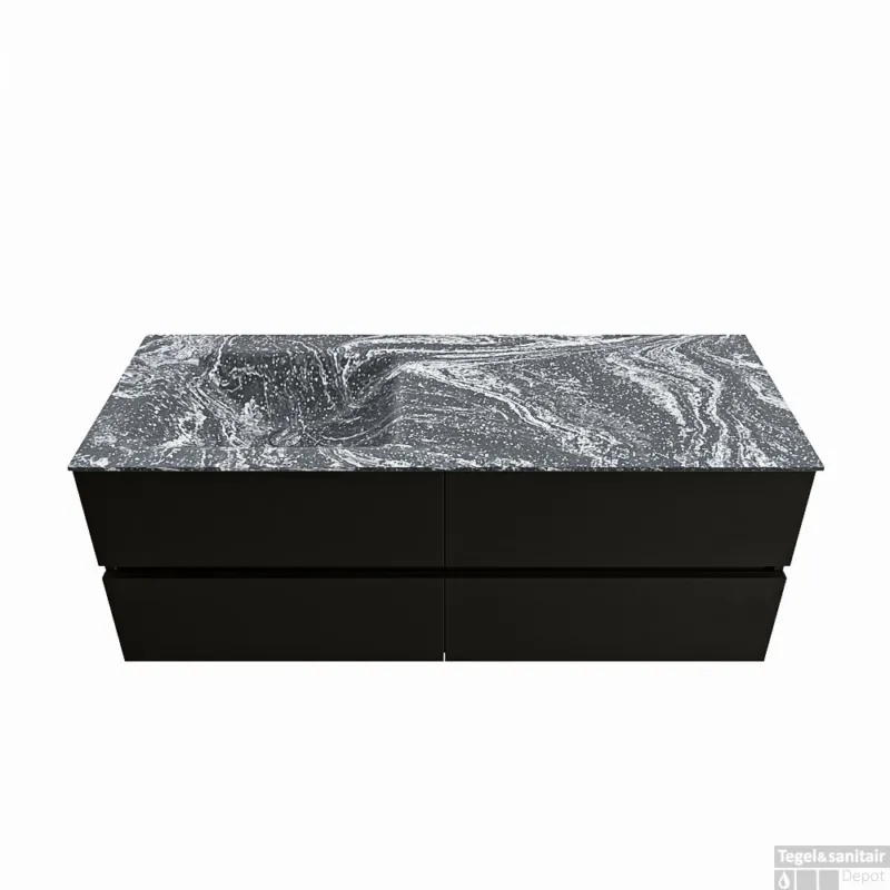 MONDIAZ VICA-DLUX 130cm badmeubel onderkast Urban 4 lades. Inbouw wastafel CLOUD links 1 kraangat, kleur Lava. Bestel Nu