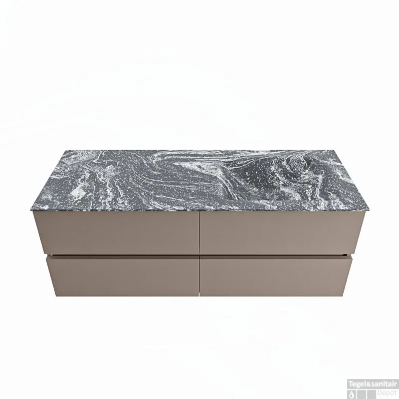 Veilige Betaling MONDIAZ VICA-DLUX 130cm badmeubel onderkast Smoke 4 lades. Inbouw wastafel CLOUD rechts 1 kraangat, kleur Lava.