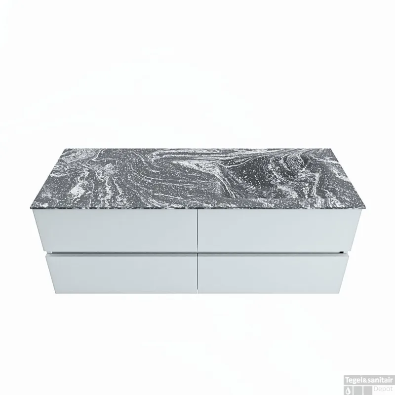 MONDIAZ VICA-DLUX 130cm badmeubel onderkast Clay 4 lades. Inbouw wastafel CLOUD rechts zonder kraangat, kleur Lava. Exclusieve Aanbieding
