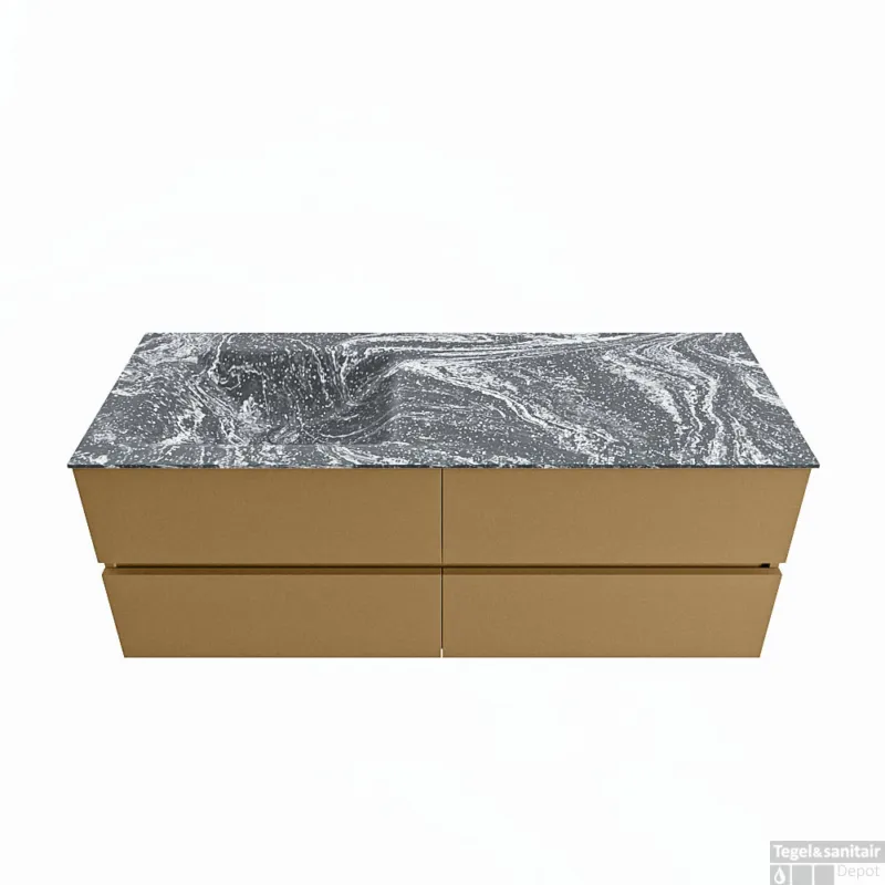 MONDIAZ VICA-DLUX 130cm badmeubel onderkast Oro 4 lades. Inbouw wastafel CLOUD links zonder kraangat, kleur Lava. Seizoensaanbieding