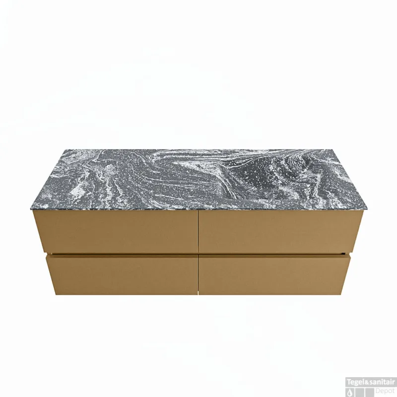 MONDIAZ VICA-DLUX 130cm badmeubel onderkast Oro 4 lades. Inbouw wastafel CLOUD rechts zonder kraangat, kleur Lava. Bestel Nu