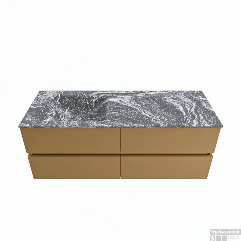 MONDIAZ VICA-DLUX 130cm badmeubel onderkast Oro 4 lades. Inbouw wastafel CLOUD links 1 kraangat, kleur Lava. Voordeelprijs