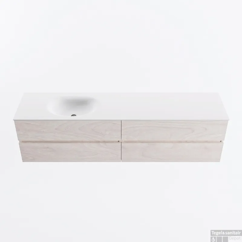 MONDIAZ VICA 190cm badmeubel onderkast Underlayment 4 lades. Wastafel MOON links 1 kraangat, kleur Talc. Express Levering