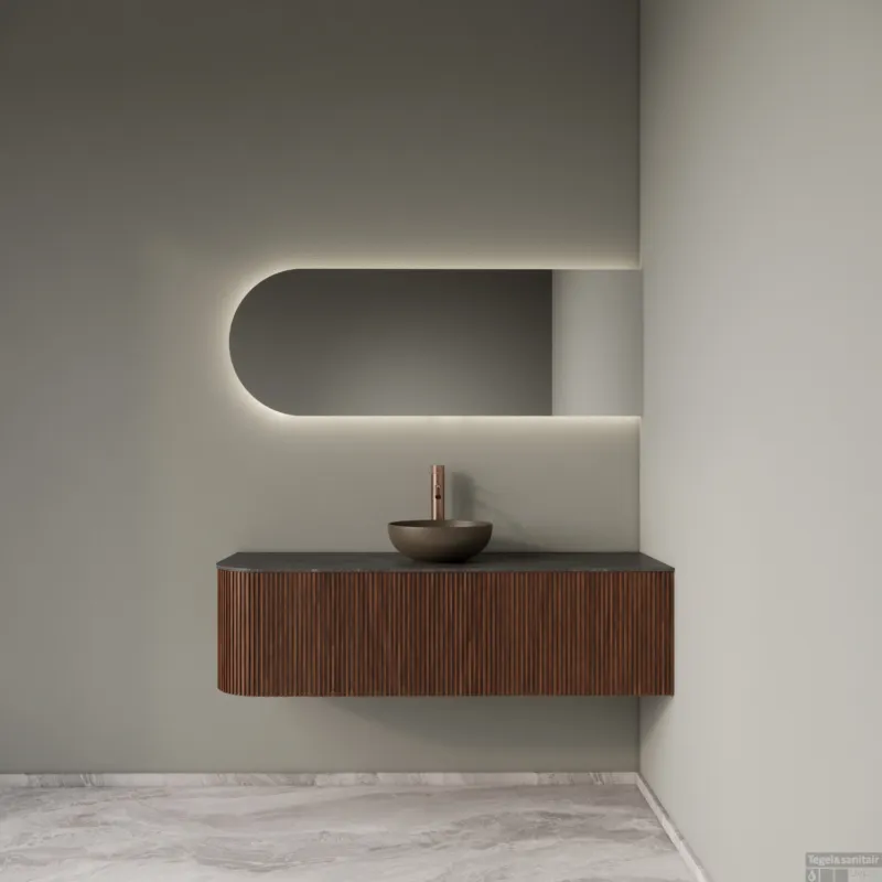 Badkamermeubelset Gliss Design Alluro 140 cm Rechts Walnut Finale Uitverkoop