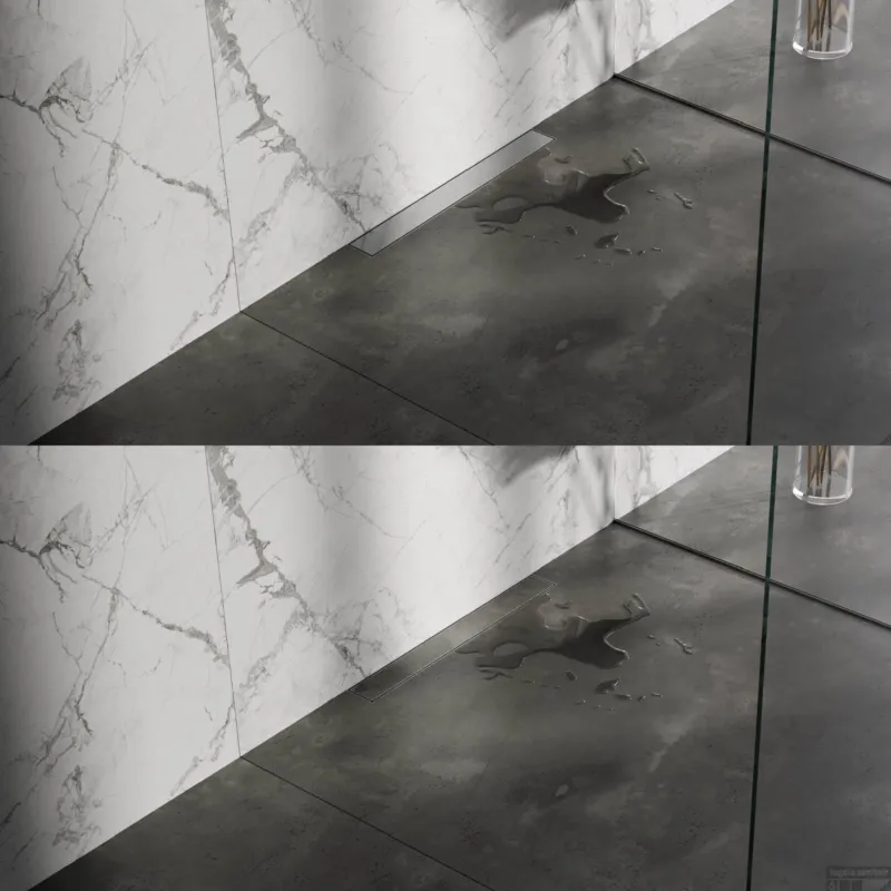 Actieprijs Douchegoot Brauer Geborsteld RVS Muur Montage Inclusief Vloerflens 60x7 cm Zero Tegelinlegrooster Omkeerbaar
