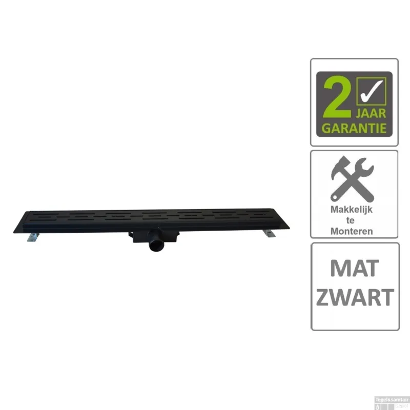 Merkproduct BWS Douchegoot Flens Met Uitneembaar Sifon 80x7x6.7cm RVS Mat Zwart