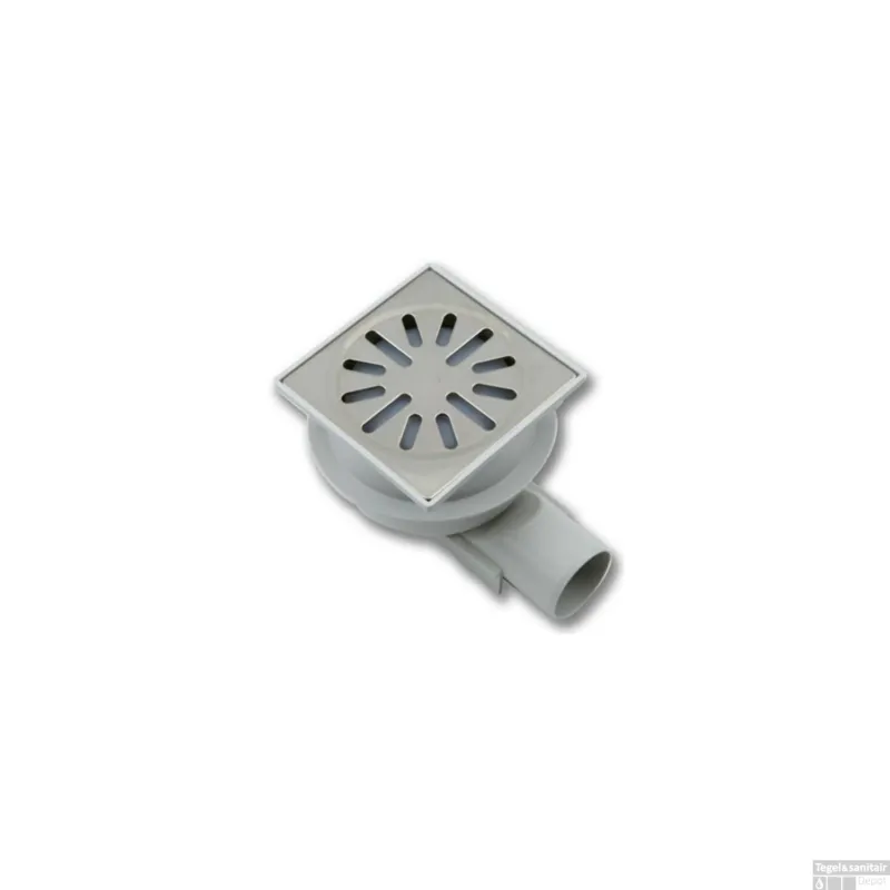 Doucheput Aquaberg ABS Vloerput met RVS Rooster Onderuitlaat 50mm en Zijuitlaat 40mm 10x10 cm Express Levering