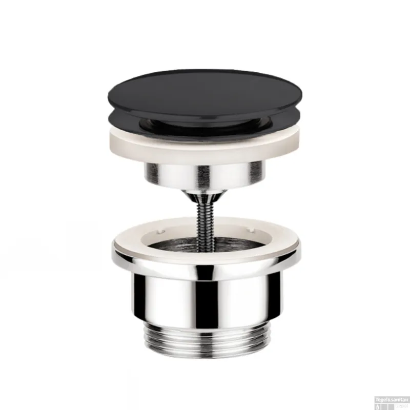 Afvoerplug Hotbath Cobber Always-Open met Schroef Rond Mat Zwart Koop Online