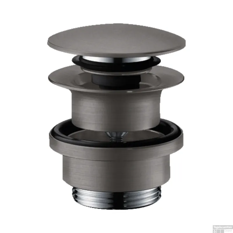 Push Open Afvoergarnituur DN32 HansGrohe Geborsteld Zwart Chroom Direct Verzonden
