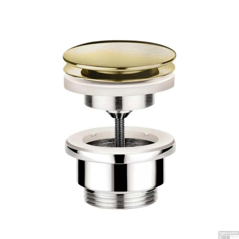 Afvoerplug Hotbath Cobber Always-Open met Schroef Rond Geborsteld Messing PVD Dagaanbieding