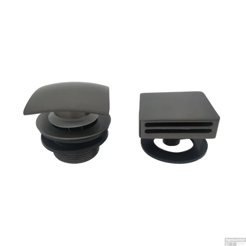 Superprijs Knop/plug Badoverloop Wiesbaden Inclusief Badvulfunctie Vierkant Gunmetal