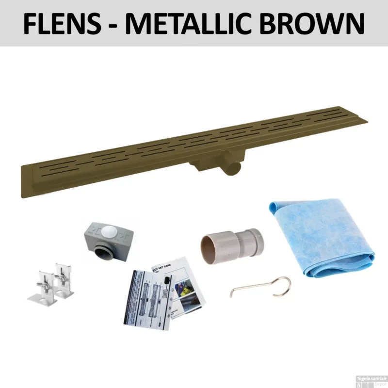 Douchegoot Flens BWS Met Uitneembaar Sifon 70 cm Mat Metallic Brown OP=OP Nu Kopen