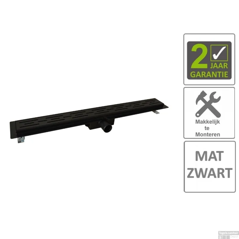 BWS Douchegoot Flens Met Uitneembaar Sifon 70x7x6.7cm RVS Mat Zwart Betrouwbaar