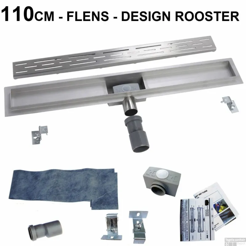 BWS RVS Douchegoot met Flens Inclusief Sifon en Haarfilter Standaard Rooster 110 cm Finale Uitverkoop