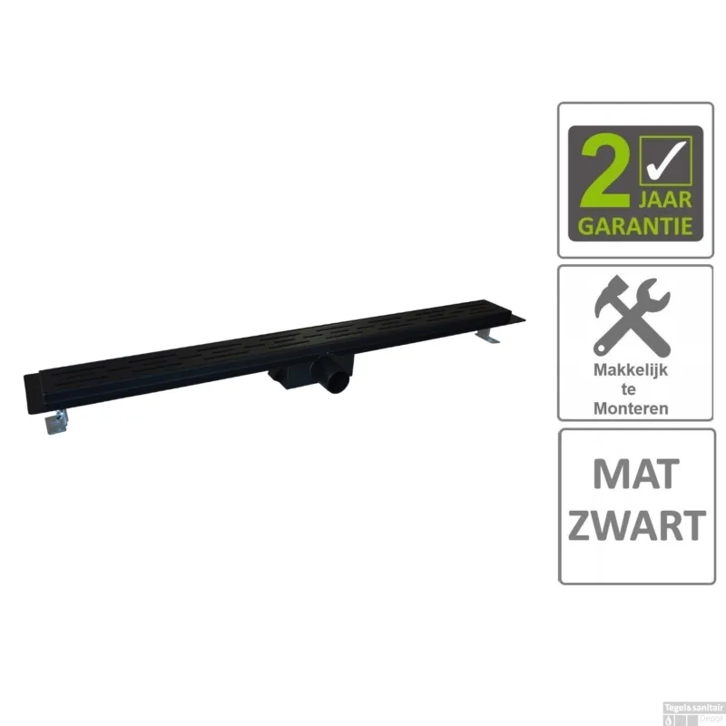 Populair BWS Douchegoot Flens Met Uitneembaar Sifon 90x7x6.7cm RVS Mat Zwart