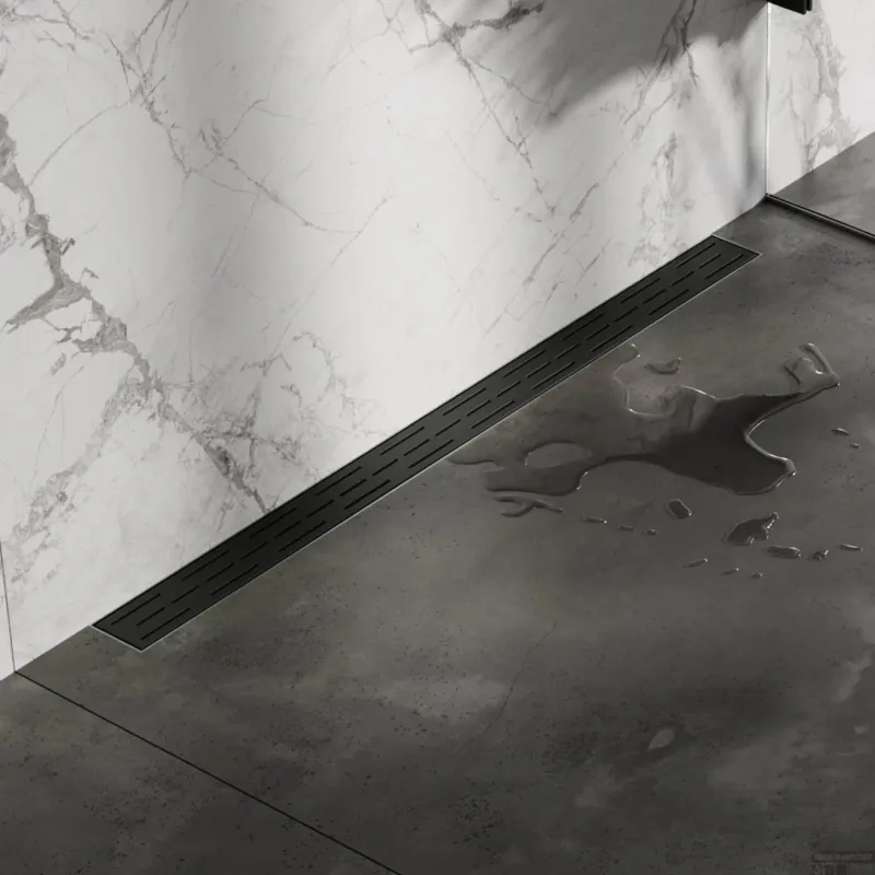 Douchegoot Brauer WallDrain Zwart Geborsteld Muur Montage 90x7 cm Inclusief Standaard Rooster Express Levering