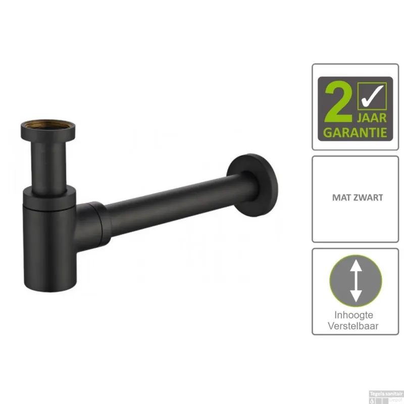 BWS Sifon Star Luxe Laag 5/4" Mat Zwart Nieuw