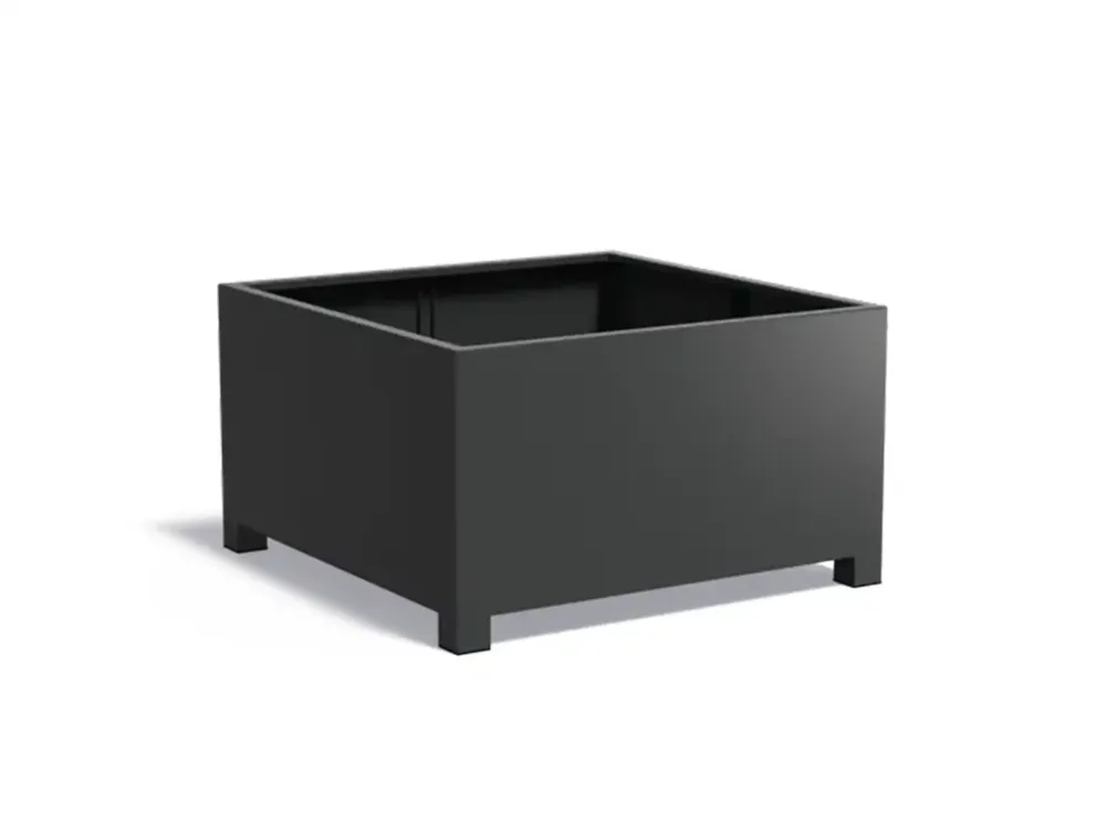 Nu Kopen Adezz Carrez Aluminium Plantenbak met Poten Vierkant 140 x 140 x 80 cm Zwartgrijs