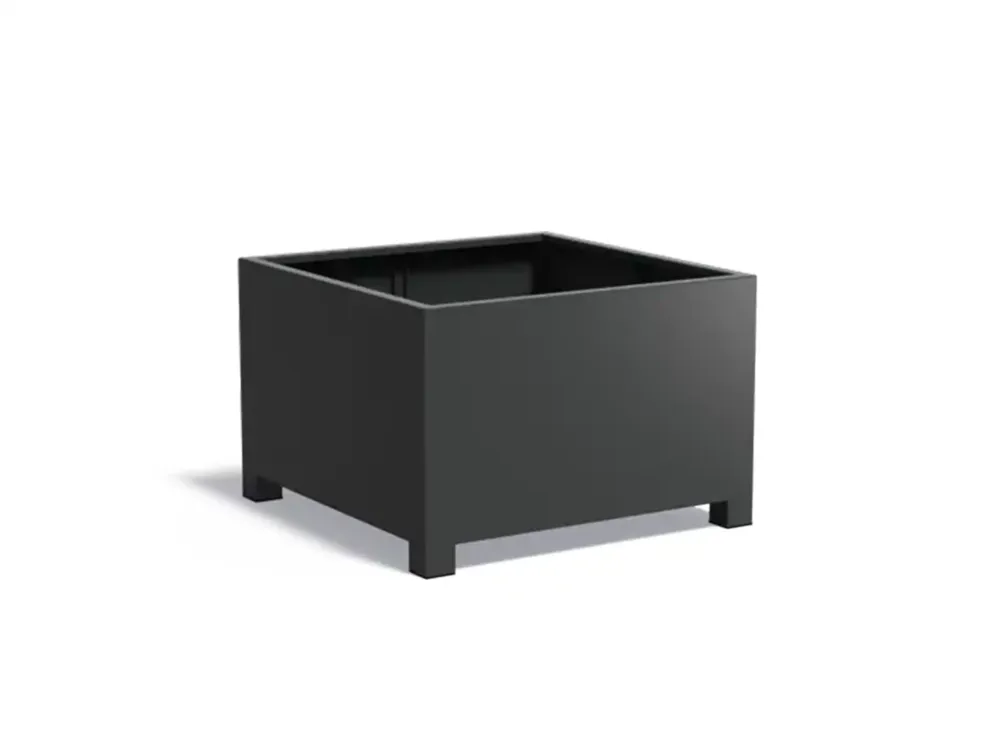 Direct Verzonden Adezz Carrez Aluminium Plantenbak met Poten Vierkant 120 x 120 x 80 cm Zwartgrijs