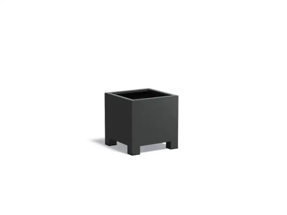 Adezz Carrez Aluminium Plantenbak met Poten Vierkant 60 x 60 x 60 cm Zwartgrijs Uitverkoop