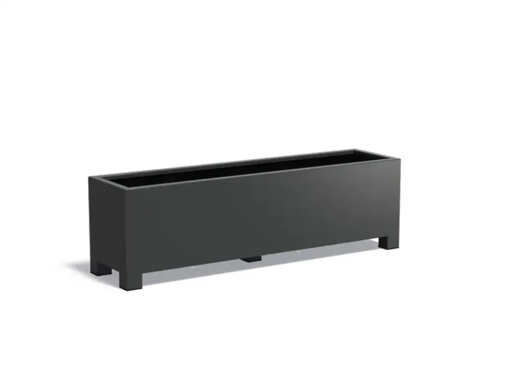 Adezz Carrez Aluminium Plantenbak met Poten Rechthoek 200 x 50 x 60 cm Zwartgrijs Veilige Betaling