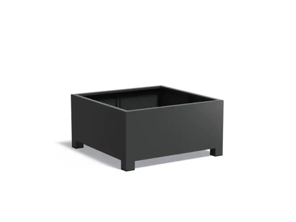 Adezz Carrez Aluminium Plantenbak met Poten Vierkant 120 x 120 x 60 cm Zwartgrijs Nieuw