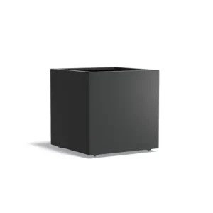 Adezz Carrez Aluminium Plantenbak Vierkant met Wielen 80 x 80 x 80 cm Zwartgrijs Laatste Versie