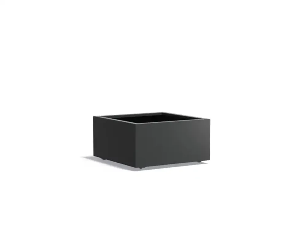 Adezz Carrez Aluminium Plantenbak Vierkant met Wielen 80 x 80 x 40 cm Zwartgrijs Premium