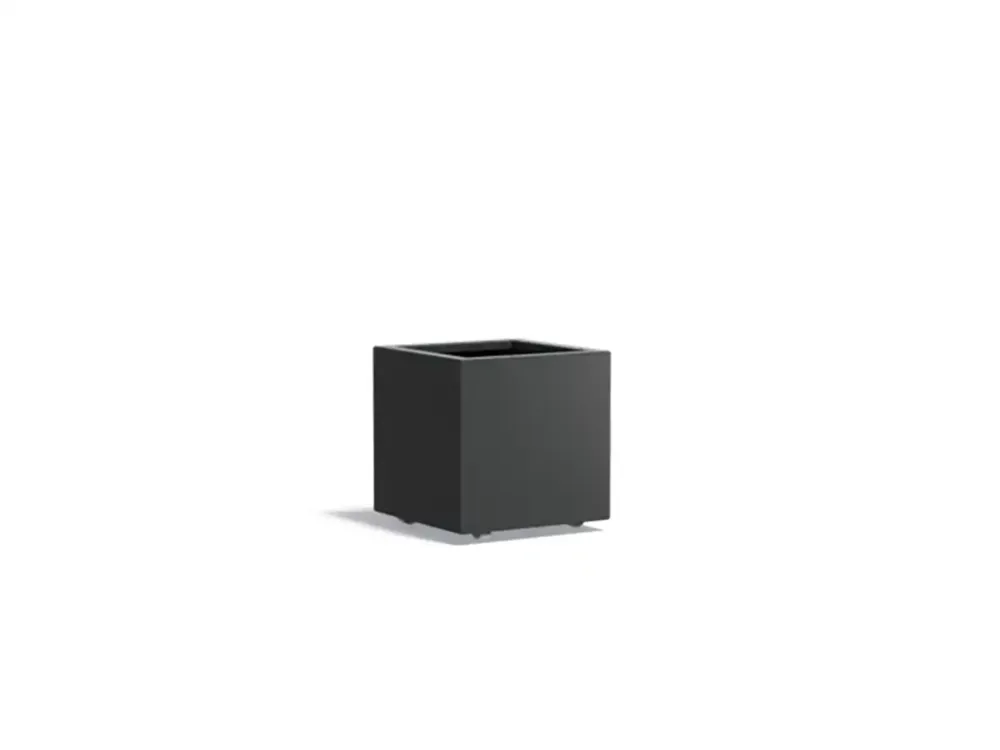 Hete Deal Adezz Carrez Aluminium Plantenbak Vierkant met Wielen 50 x 50 x 50 cm Zwartgrijs