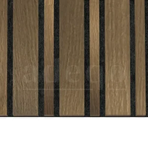 Adeqo Akupanel Wisselende lat WoodSkin - Gerookt Eiken Donker 300 x 60 cm - Akoestische Wandpanelen Tijdelijk Beschikbaar