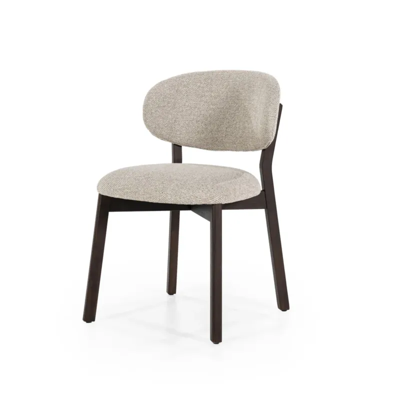 Stoel Mikky – stof & eikenhout bruin taupe moon Koopje