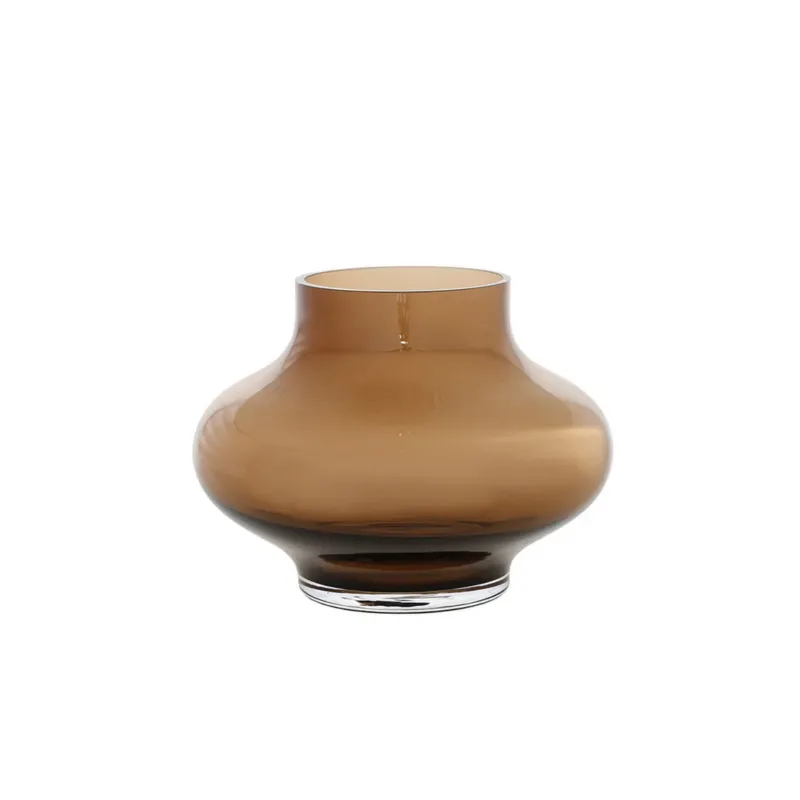 Ruvuma Taupe vaas – Mondgeblazen design van glas Ø20/28 x H15/28 cm Snelle Levering