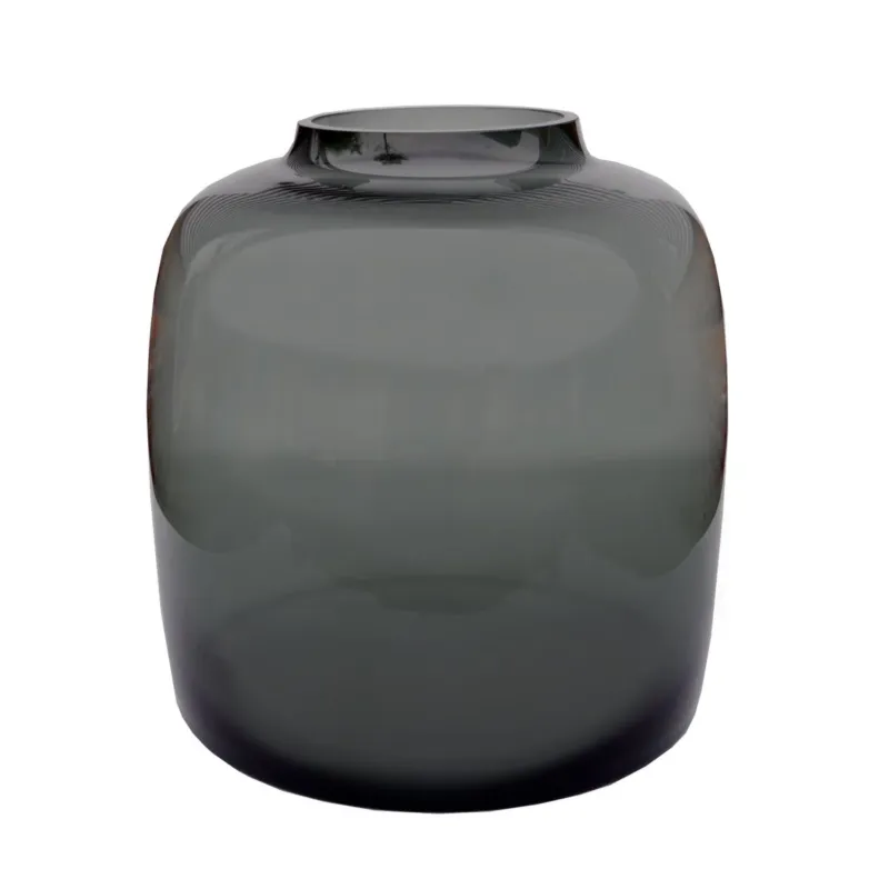 Bartica Grey vaas – Ronde mondgeblazen vaas van grijs glas Meest Verkocht