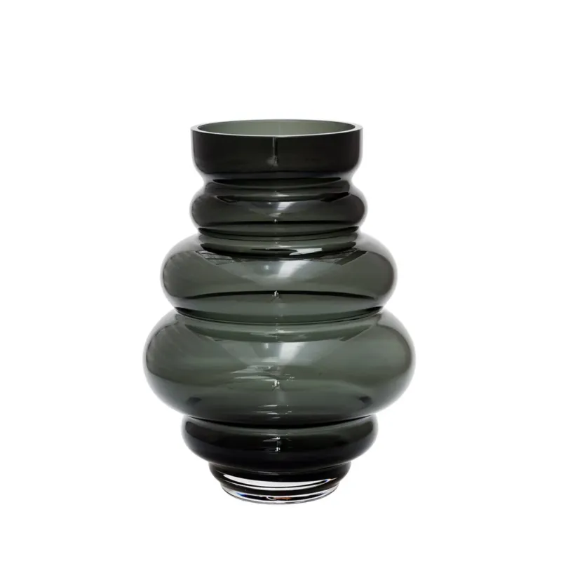 Maputo Gray vaas – mondgeblazen glazen designvaas in grijs/groen | Ø18/22 x H24/30 cm – stoer en stijlvol Shop Nu