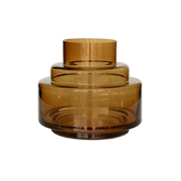 Chari Cognac vaas – Mondgeblazen design van dik bruin glas Ø23/33 cm Gratis Retour