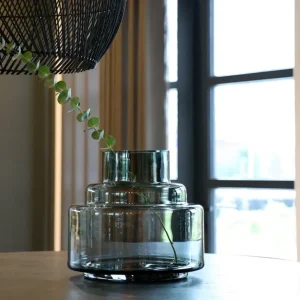 Finale Uitverkoop Grijze vaas – Mondgeblazen design van dik glas Ø23–33 cm