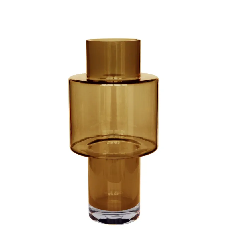 Juba Cognac vaas – Mondgeblazen dikglas design Ø20xH40 cm Fabrieksprijs
