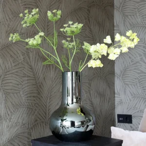 Seim vaas gloss grey – Mondgeblazen bol van spiegelglas Ø25,5xH37 Seizoensaanbieding